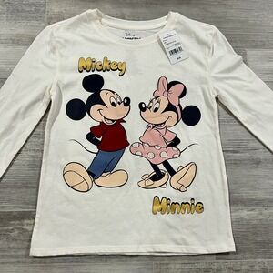 Disney Girls Size 7/8 Mickey Minnie‎ Long Sleeve Shirt. Graphics On Front & Back